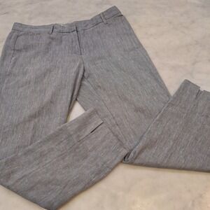 Gap Slim Cropped‎ Linen Blend Dress Pants Sz 10 Grey Stretch Trousers Office